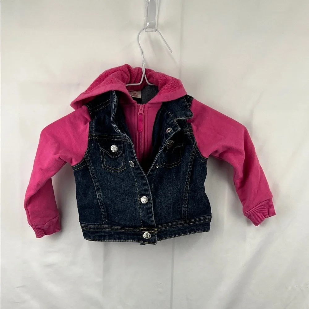 Arizona Jean Company - Girls Jean Jacket Jersey Hoodie - Size 24 months - Pink